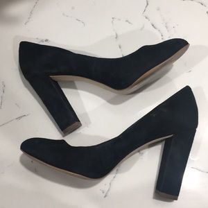 J Crew black suede block heels SZ 7.5